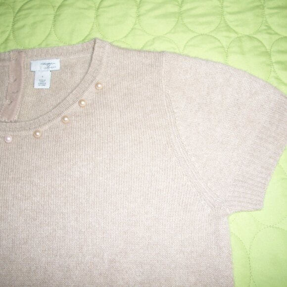 NWOT Halogen Light Beige Cashmere Sweater Short Sleeve - Picture 4 of 16